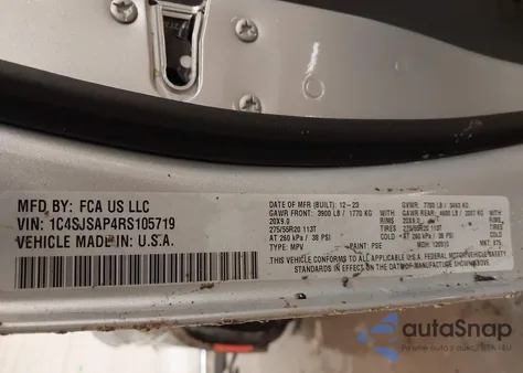 2024 Jeep Wagoneer L Series I 4X4 из США, поврежденный, VIN 1C4SJSAP4RS105719